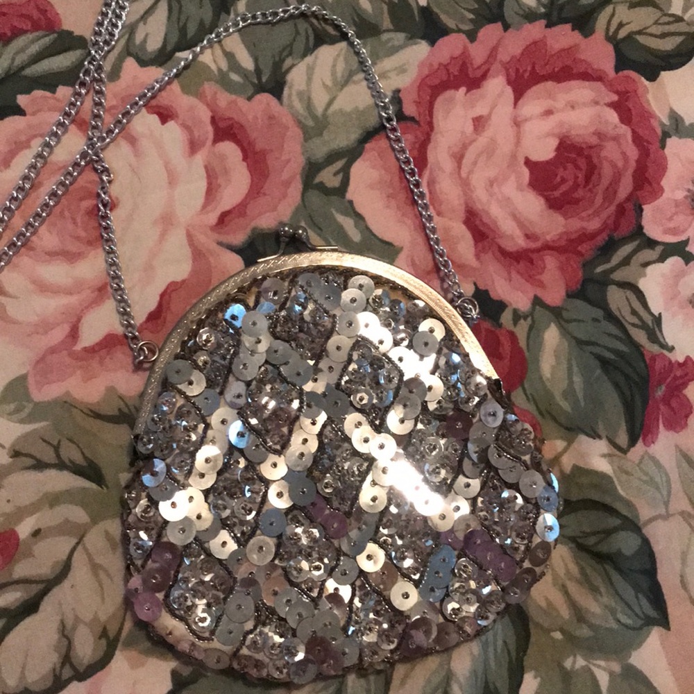 Antiqued hand beaded evening bag